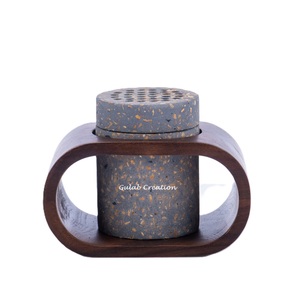Brûleur d'encens Bakhoor gris moderne pour oud arabe avec design élégant pour parfum d'intérieur et décoration - Product Image 1