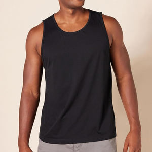 Fabricante personalizado en blanco 100% algodón gimnasio Fitness culturismo camiseta sin mangas hombres estampado músculo gota entrenamiento camiseta sin mangas - Product Image 6