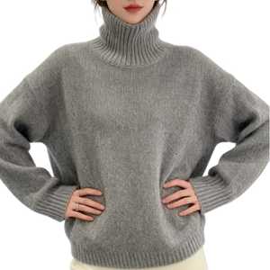 Pull en laine à manches longues pour femme, col rond, tricot torsadé, uni, hiver, automne - Product Image 1