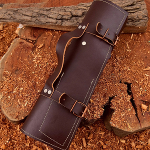 2025 nueva llegada Oem personalizado Chef juego de 5 piezas hecho a mano personalizado Damasco acero Chef cuchillo conjunto con bolsa rodante marrón - Product Image 6