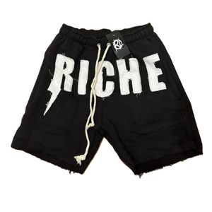 Top Trending <b>Men's</b> French Terry Distress Letters & <b>Patches</b> Hem Less Elastic Waist Wholesale Vintage <b>Men</b> <b>Shorts</b> Jogging Wear - Product Image 2