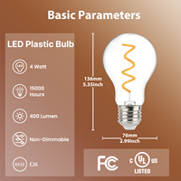 Prix d'usine 120V E26 Extérieur Étanche A80 Guirlande lumineuse LED Lampe à filament torsadé Ampoule en plastique Compatible avec la guirlande lumineuse