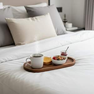 Plateau de service en bois de qualité supérieure, plateau de service naturel, décor empilable, plateau de service pour desserts, de la meilleure qualité disponible à la vente - Product Image 3