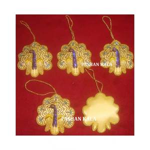 Best Quality Handmade <b>Peacock</b> Shape Golden Zari Embroidery And Beaded Work In Hanging Christmas Tree Decorative <b>Ornaments</b> - Product Image 1