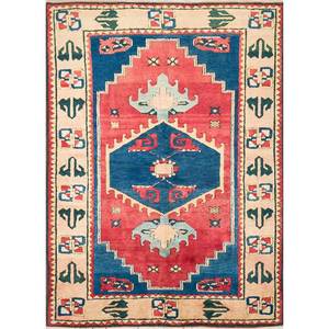 Nuray Geometric Wool Rugs Hand Knotted in <b>Red</b> & Orange for Home Entryway 9x12 Rectangle Puzzle Abstract Models for Teens-Pae-925 - Product Image 1