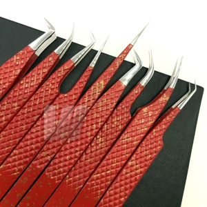Pince à épiler d'extension de cils professionnelle en acier inoxydable japonais durable marron Volume fin pointu - Product Image 3