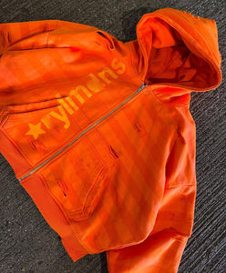 เสื้อมีฮู้ดผู้ชายลายทางผ้าฝ้ายพิมพ์ลายดิจิทัลพิมพ์ลายดิจิทัลแบบคร็อปซิปขึ้น - Product Image 2