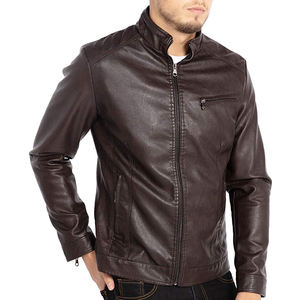 Veste en cuir véritable à col montant pour homme, style vintage, avec logo sur le devant, séchage rapide, respirante, prix de gros, vente chaude - Product Image 5