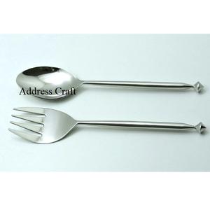 Ensemble de couverts à salade en acier inoxydable poli miroir 18/8, cuillère et fourchette manuelles pour servir les fruits et les aliments, outils à salade très vendus - Product Image 5