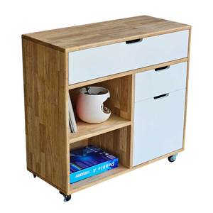80x35x70cm Mobile Rubber Wood 4-Drawer Flat Panel Door Minimalist Living Room <b>Chest</b> of Drawers KTB68157 Furniture - Product Image 1