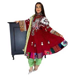 ชุดปาร์ตี้งานแต่งงานของผู้หญิงชุดเดรสสไตล์อัฟกานิสถานปักลายลูกไม้แนววินเทจโบฮีเมียนลายดอกไม้ด้วย AA impex - Product Image 1