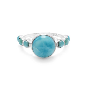 Nouvelle Collection Solide Fine Jewelry Unique 925 Sterling Silver Party Wear Ring Natural Blue Larimar Cabochon Gemstone pour les mariages - Product Image 1