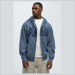Premium Quality <b>Vintage</b> Wash <b>Zip</b> <b>Up</b> <b>Hoodies</b> With Custom Logo Screen Print Rhinestones <b>Zip</b> <b>UP</b> <b>Hoodies</b> Durable <b>Hoodies</b> for Men - Product Image 3