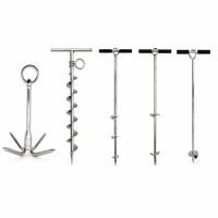 Ancre spirale complète en acier inoxydable 316 avec poignée en T, vis de fixation pour tente, kayak, jet ski, amarrage de plage