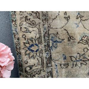 Alfombra Turca Vintage, Alfombra de 3.6x7.1 pies, Alfombra con Bordes Azules - Product Image 4