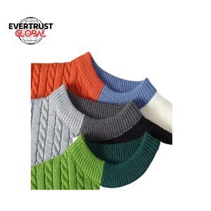 Suéter de lana o mezcla de algodón 350 GSM 100% para hombre, sudadera personalizable de alta calidad para invierno, teñido liso - Product Image 4