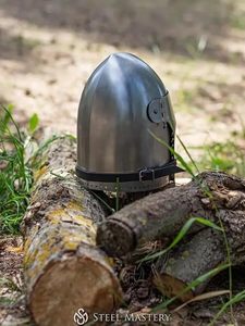Auténtico casco de caballero medieval Bascinet | Traje de armadura de acero para SCA y juego de rol | Acabado plateado de tamaño adulto - Product Image 4