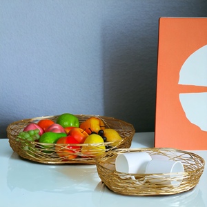 Kitchen Fruit Bowl <b>Wire</b> <b>Basket</b> Round Iron Storage Food Organizer Holder Metal <b>Wire</b> Fruit <b>Basket</b> - Product Image 4