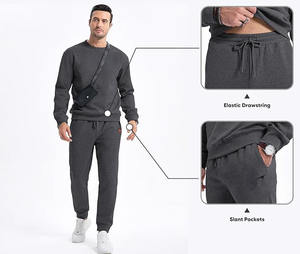 Chándal de algodón 100% de alta calidad para hombre, pantalones de chándal deportivos transpirables de tela suave para correr y Sudadera con capucha para invierno - Product Image 3