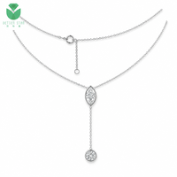 Collier pour femme personnalisé de luxe en or blanc 18 carats plaqué or rose, avec diamant de laboratoire taille marquise en forme de Y, 1 carat D VVS certifié IGI