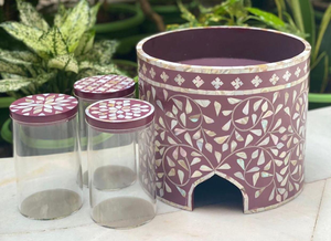 Candy <b>Jar</b> Mother of Pearl Inlay Candy <b>jar</b> Trending in Gulf Countries Set by Decor World Expo - Product Image 5