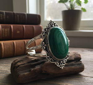 Rudra Gems Hommes Style Bohème Tibétain Argent Plaqué Or Rose Fabriqué À La Main Malachite Cabochon Perlé Bracelet Troisième Partie - Product Image 6