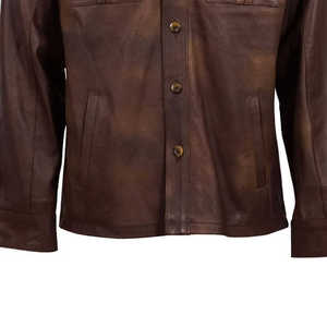 Người Đàn Ông Màu Đen Cừu Áo Sơ Mi Da Lót Dài Tay Áo Nút Lên Ngực Flap Túi Tùy Chỉnh Áo Sơ Mi Cho Nam Giới - Product Image 5