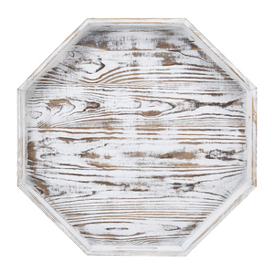 Plateau octogonal en bois de pin lavé blanc de qualité supérieure pour Table basse vanité ottoman décor à la maison avec 4 poignées découpées en gros - Product Image 5