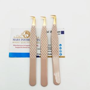 Pince à épiler professionnelle d'extension de cils d'angle de botte de 90 pointes d'or de couleur nue pince à épiler parfaite - Product Image 3