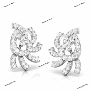 Boucles d'oreilles en argent serties de diamants en moissanite avec un design floral artistique, boucles d'oreilles élégantes, bijoux élégants pour femmes - Product Image 3