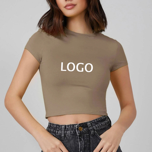 Camiseta de verano, camisetas cortas, camiseta de bebé Y2k, camiseta Sexy fina en blanco para mujer, camiseta transpirable lisa de algodón 100% 2025 - Product Image 5