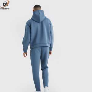 Ensemble survêtement en molleton 100% coton bleu glacé surdimensionné pour homme, sweat-shirt ample et jogging d'hiver - Product Image 6