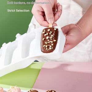 Lutai Cross-border New 4-hole Silicone Oval Ice Cream <b>Mold</b> with Lid Easy to Demold Cheese Popsicle DIY Ice Cream Pops - Product Image 4