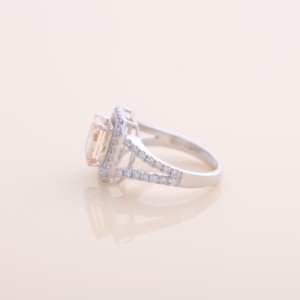 IGI Certified Radiant Cut Yellow Lab Grown Diamond Halo <b>Split</b> Shank Engagement-Wedding <b>Ring</b> 9K White/Rose/Yellow Gold Rhodium - Product Image 2