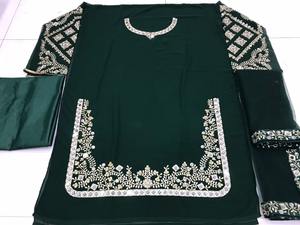 ร้อนขายหนักจอร์เจียที่มีการเย็บปักถักร้อยทำงานและกระจกจริง Salwar สูทจากผู้ผลิตอินเดียและส่งออก - Product Image 2