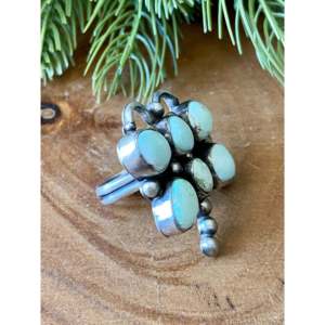Kathleen Chavez Dry Creek Turquoise & Sterling Silver <b>Adjustable</b> Dragonfly <b>Ring</b> Bezel Setting Size 8 for Gift - Product Image 3