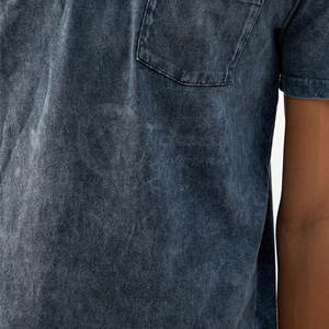 2024 nueva llegada camisetas de lavado ácido para hombres diseño superior con logotipo personalizado patrón sólido algodón/fibra de bambú 260 gramos peso de la tela - Product Image 6