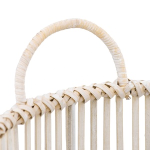 Cestas de bambú para el hogar, Juego de 2 tonos de colores negro y blanco, con asas, cesta de lavandería de bambú de diseño único - Product Image 5