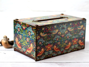 Portapañuelos de Madera Cuadrado Tradebyd, Esmaltado, Impreso, Ecológico, Premium, Hecho a Mano, para Decoración de Mesa - Product Image 3