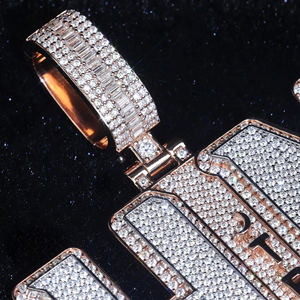 Vente en gros Lettre 925 Sterling Silver White Leb Grown Round Cut Vvs Diamond Pendentif Personnalisation pour Unisexe - Product Image 3