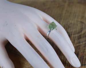 Rough Green <b>Amethyst</b> <b>Ring</b> 925 Sterling Silver Natural Gemstone Jewelry - Product Image 4