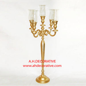 Candélabre fait main personnalisable à 5 bougies avec gouttes de cristal suspendues en métal nickelé pour décorations de Noël - Product Image 5