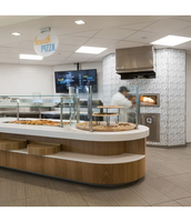 Idées de buffet de restauration rapide en marbre artificiel déco d'éclairage froid en bois massif durable