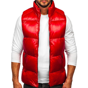 Chaleco acolchado sin mangas con cierre de cremallera para hombre, ropa de abrigo de tela cálida de invierno de Color sólido con cuello levantado, chaleco acolchado para hombre OEM - Product Image 1