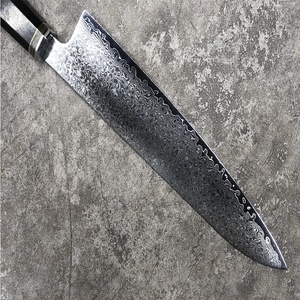 Vente en gros personnalisé de qualité supérieure OEM ODM Service professionnel manche en bois couteau de cuisine Damas couteau de chef en acier lame fixe - Product Image 3