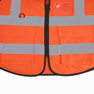 Logotipo personalizado Alta visibilidad Naranja Construcción Ingeniero Trabajador Adultos Bolsillos Chaleco de seguridad con tira reflectante - Product Image 4
