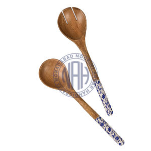 Ensemble d'ustensiles cuillère et fourchette en bois de manguier émaillé, couverts rustiques faits à la main, ustensiles de cuisine, vente en gros, fabricant de commandes en gros - Product Image 1