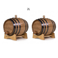 Baril à vin en bois de haute qualité de 2 litres, fait à la main, finition laquée noire pour le vin et la bière
