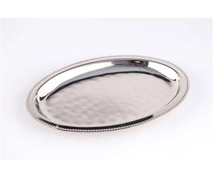 Bandeja de servicio con acabado dorado de forma ovalada de excelente diseño con bordes decorativos y acabado liso, perfecta para una decoración elegante del hogar - Product Image 6