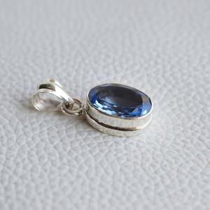 Joyería fina, pendientes de piedras preciosas de Topacio Azul, pendientes de plata de ley 925 para niñas, Pendientes colgantes para mujeres y niñas, joyería de plata - Product Image 2